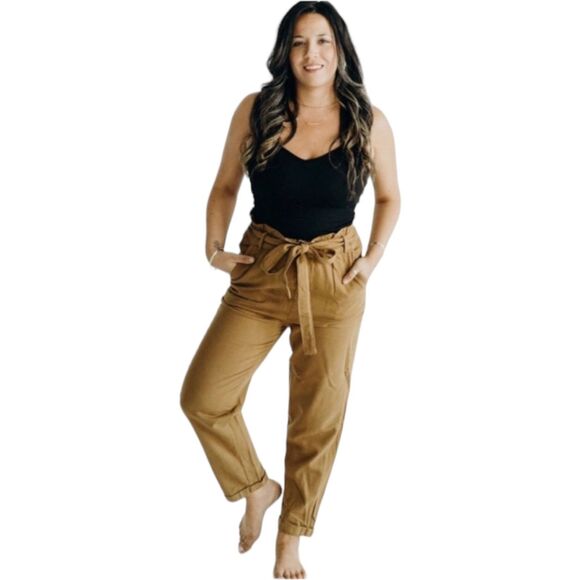 Carly Jean Los Angeles Reid Roasted Pecan High Waisted Pants Women’s Small - Picture 1 of 12